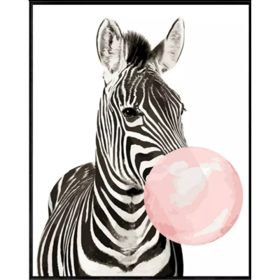 Painting by numbers: Bubble gum zebra